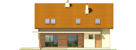 E4 G1 ECONOMIC B - Projekt domu E4 G1 ECONOMIC (wersja B) - elewacja tylna