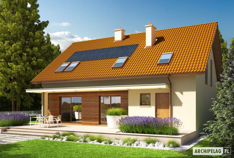 Projekt domu E4 G1 ECONOMIC (wersja B) - wizualizacja ogrodowa