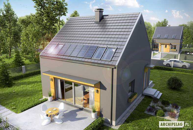 Projekt domu E7 ENERGO PLUS - wizualizacja ogrodowa widok z góry