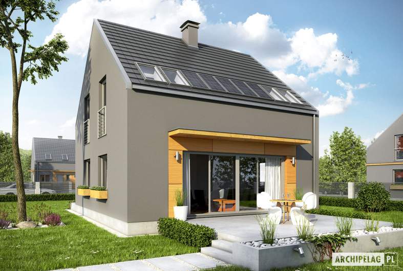 Projekt domu E7 ENERGO PLUS - wizualizacja ogrodowa