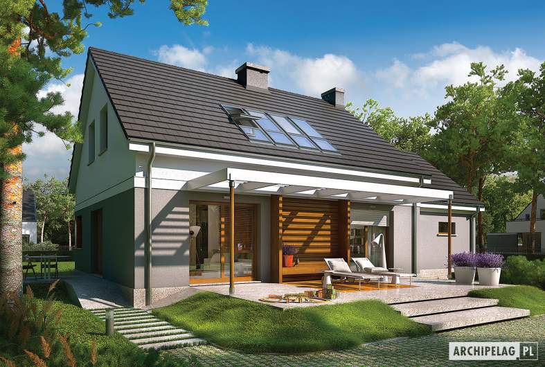 Projekt domu Ariel G1 ENERGO - elewacja ogrodowa
