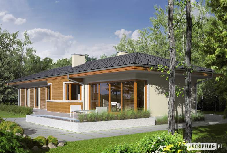 Projekt domu Bil II (z wejściem od południa) - Projekty domów ARCHIPELAG - Bil II (z wejściem od południa) - wizualizacja frontowa