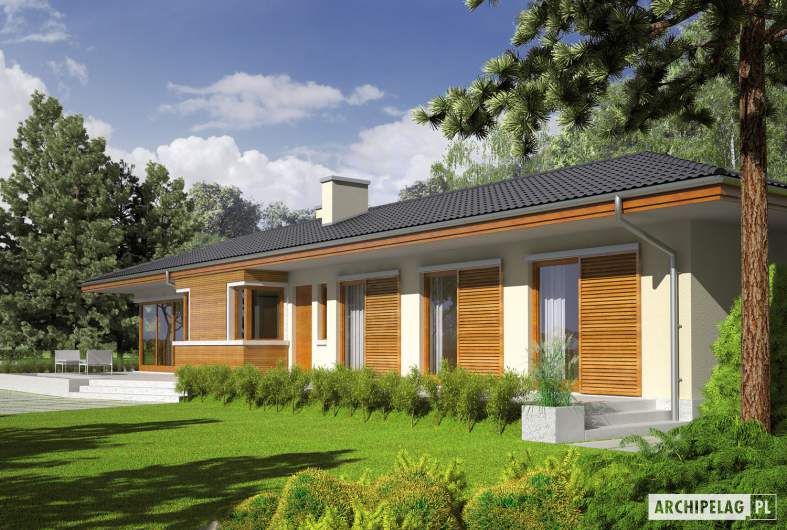 Projekt domu Bil II (z wejściem od południa) - Projekty domów ARCHIPELAG - Bil II (z wejściem od południa) - wizualizacja ogrodowa