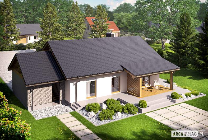 Projekt domu Kornel II (z wiatą) ENERGO - Projekty domów ARCHIPELAG - Kornel II (z wiatą) ENERGO - widok z góry