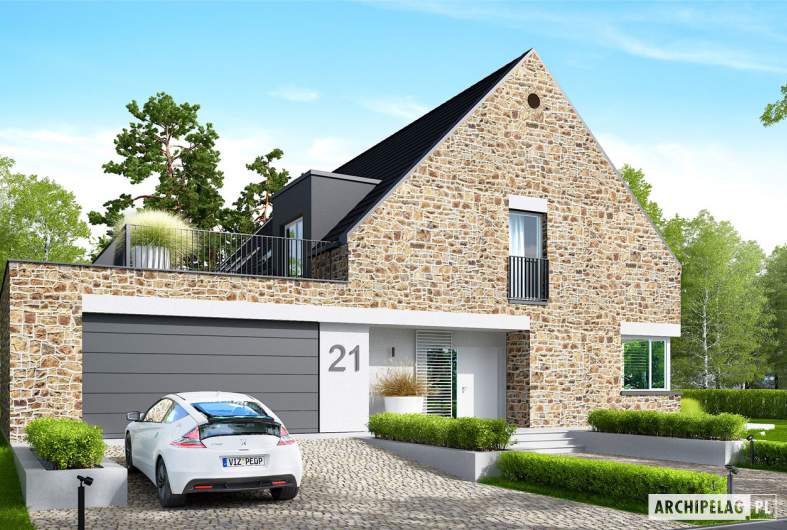 Projekt domu Teodor G2 (wersja C) ENERGO PLUS - wizualizacja frontowa