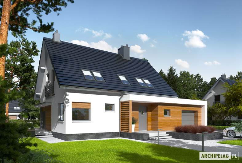 Projekt domu Lars G1 (wersja A) - Projekty domów ARCHIPELAG - Lars G1 (wersja A) - wizualizacja frontowa