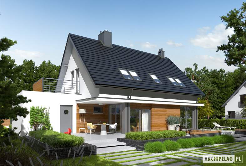 Projekt domu Lars G1 (wersja A) - Projekty domów ARCHIPELAG - Lars G1 (wersja A) - wizualizacja ogrodowa