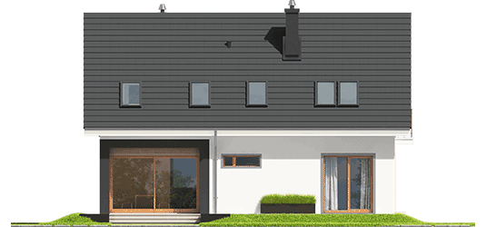 E2 ECONOMIC B - Projekt domu E2 ECONOMIC (wersja B) - elewacja tylna