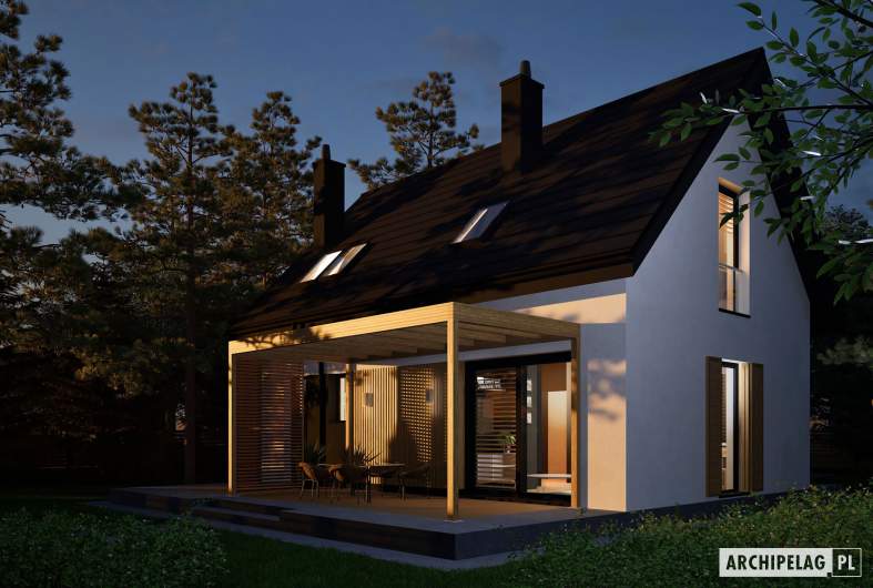 Projekt domu Mini 22 - wizualizacja nocna