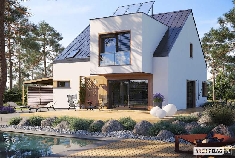 Projekt domu Neli W2 ENERGO PLUS - wizualizacja ogrodowa