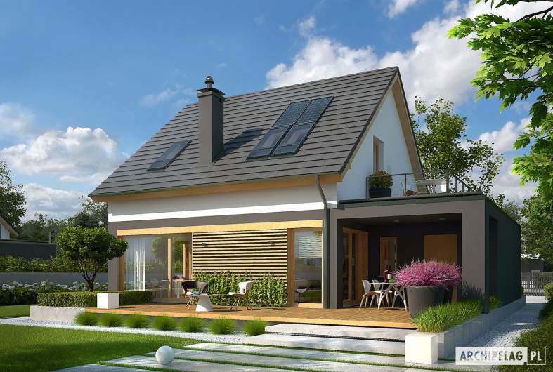 Projekt domu E14 G1 ECONOMIC - wizualizacja ogrodowa