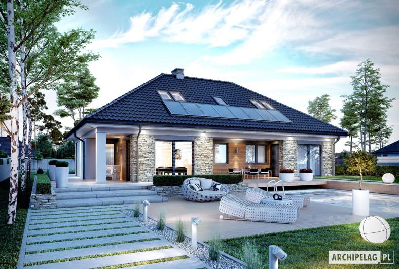 Projekt domu Magnus II G2 - Projekty domów ARCHIPELAG - Magnus II G2 - wizualizacja ogrodowa nocna