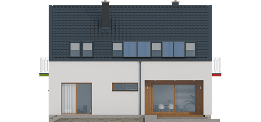 E11 II ECONOMIC - Projekt domu E11 II ECONOMIC - elewacja tylna