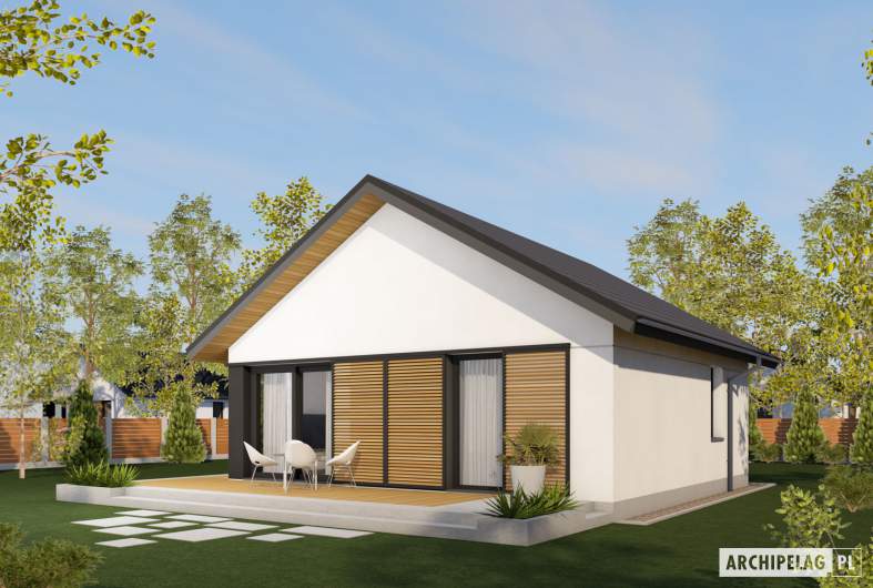 Projekt domu Mini 19 (wersja C) PLUS - wizualizacja ogrodowa