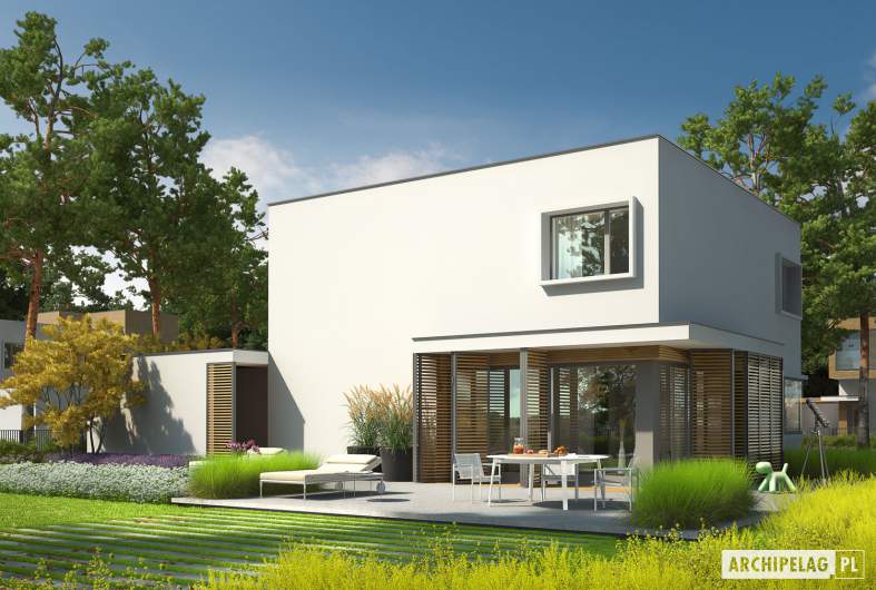 Projekt domu EX 10 II (z wiatą) soft - wizualizacja ogrodowa