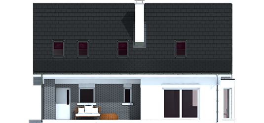 Demi G1 C - Projekt domu Demi G1 (wersja C) - elewacja tylna