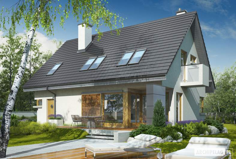 Projekt domu Tolek G1 - wizualizacja ogrodowa