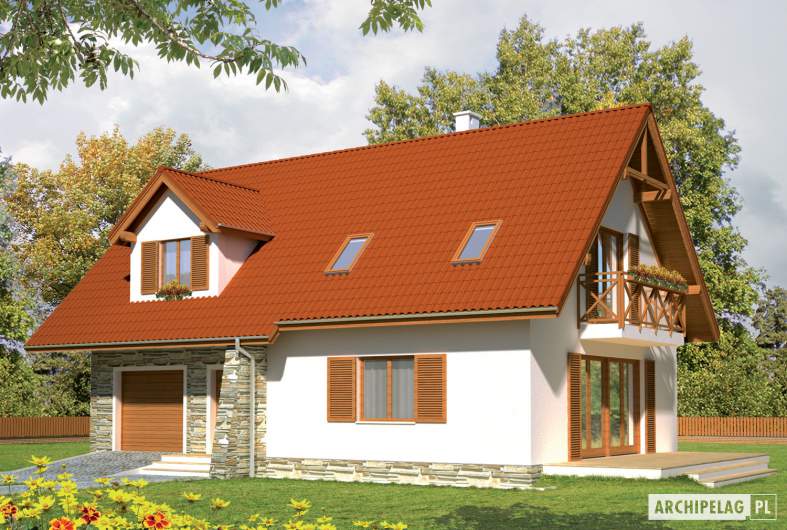 Projekt domu Anulka II G1 - wizualizacja frontowa prawa