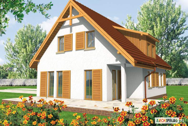 Projekt domu Kopciuszek G1 - wizualizacja ogrodowa