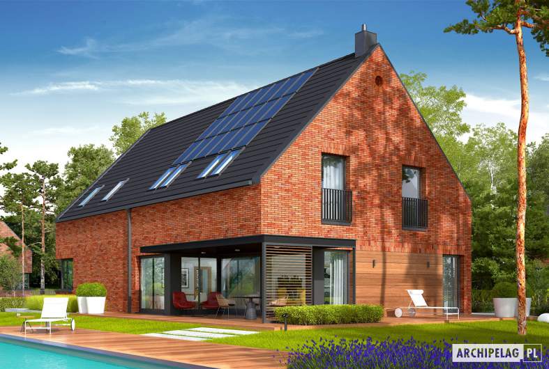 Projekt domu Teodor G2 (wersja A) ENERGO PLUS - wizualizacja ogrodowa