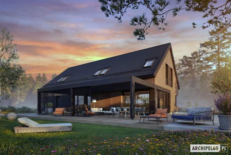 Projekt domu Nikolas III G2 (wersja A) ENERGO PLUS - wizualizacja ogrodowa nocna
