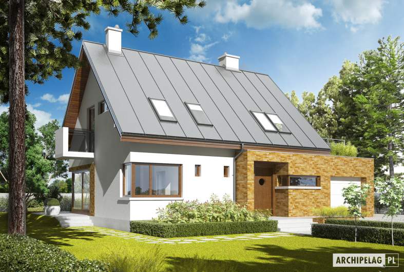 Projekt domu Tim G1 (wersja B) - wizualizacja frontowa