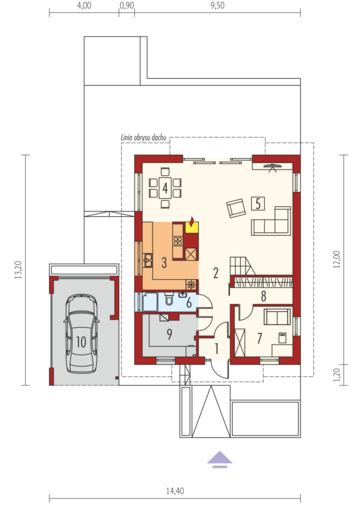 E9 (z wiatą) soft: Parter