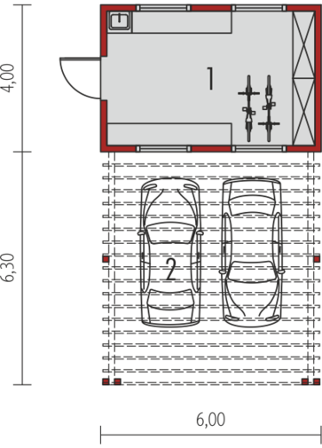 Budynek gospodarczy G41 (z wiatą): Parter