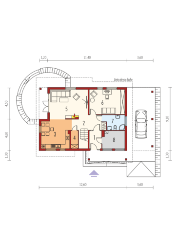 Cyntia (z wiatą): Parter