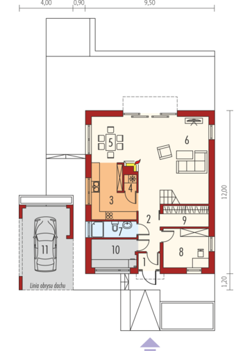 E9 z wiatą (wersja B) ENERGO PLUS: Parter
